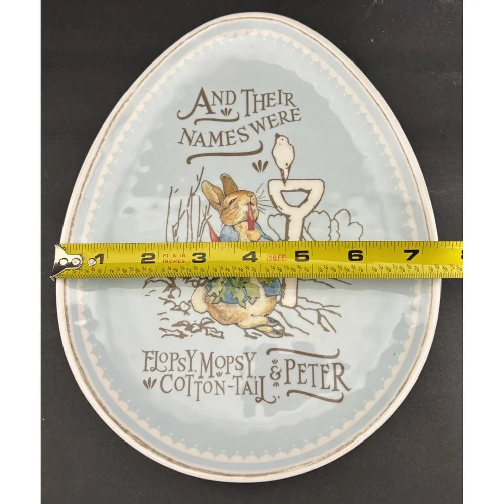2 Pottery Barn Kids Beatrix Potter Melamine Egg Plates Shaped Easter Blue Pink
